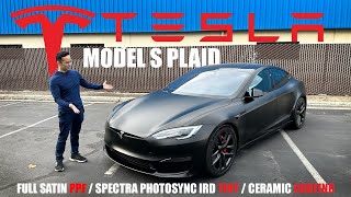 NEW Tesla Model S PLAID  Full Satin PPF  Spectra Photosync Tint  Coating [upl. by Wheeler]