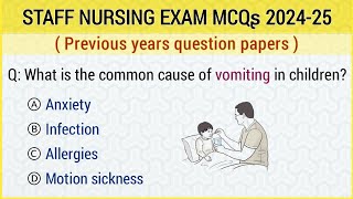 Staff nursing MCQ questions and answers  Staff nursing previous question papers  repeated mcq [upl. by Airehs]