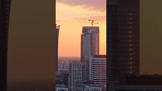 Warszawskie loty warsaw droneviews sunset orangehour [upl. by Khorma]