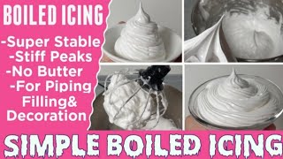 Boiled Icing Recipe  How to make boiled icing  Italian Meringue icing  Cake icing without butter [upl. by Hakeber]