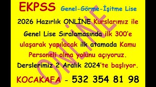 EKPSS 2026ya GenelGörmeİşitme Lise seviyesinde hazırlanan arkadaşlara özel yayınlarımız ve kursum [upl. by Aiela]