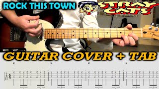 Rock This Town GUITAR TAB COVER Stray Cats  Rockabilly Brian Setzer Lesson [upl. by Natsirt]