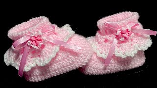 SON PRECIOSOS 🤩 Zapatitos Escarpines Botitas para bebe a crochet SUPER FACIL PATRON DE GANCHILLO [upl. by Wise]