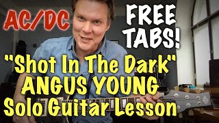 Shot In The Dark  ACDC Guitar Solo Lesson by Marko Karhu Free TABS [upl. by Grimona198]