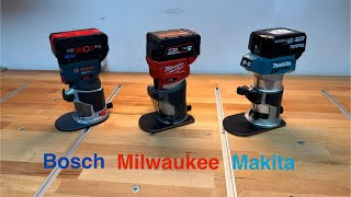 Bosch GKF 18v8 vs Milwaukee M18 FTR8 vs Makita DRT 50 welche Kantenfräse lohnt sich [upl. by Aihsar]