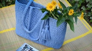 How to make macrame bag  tote  beach bag  DIY bag tutorial  ENPL [upl. by Mcgee]