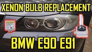 BMW E90 E91 Xenon Bulb HID Replacement Without Removing the Wheel [upl. by Esinev]