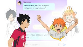 Haikyuu x The Promised Neverland Texting story Hinata as Emma Kuroo as Ray [upl. by Thomey]