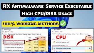 FIX Antimalware Service Executable High CPU RAM amp DISK USAGE On Windows 1110 [upl. by Mehetabel786]