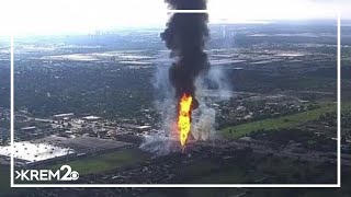 Pipeline explosion in Houston suburb triggers fire forces evacuations [upl. by Benjy]