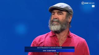 Eric Cantona gives a bizarre yet brilliant speech after picking up UEFA Presidents Award [upl. by Milak]