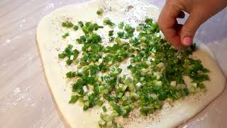 How to Make Flaky Scallion Pancake  Taiwanese Flatbread Recipe  Easyvideo [upl. by Lil]