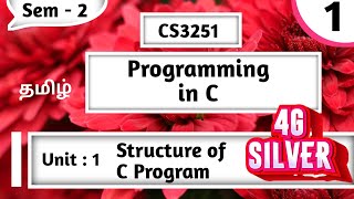 Structure of C Program in Tamil  CS3251 Programming in C Unit 1 Basics of C Programming in Tamil [upl. by Kosel]