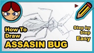 ► How to draw an ASSASIN BUG step by step easy ▬ Como dibujar una CHINCHE ASESINA facil paso a paso [upl. by Hareehat]