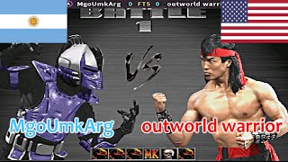 UMK3  MgoUmkArg vs outworld warrior FT5 [upl. by Hobie]