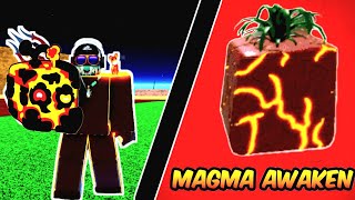 Awakening Magma Fruit Make Me Overpowered  Blox Fruits Roblox [upl. by Annaerda]