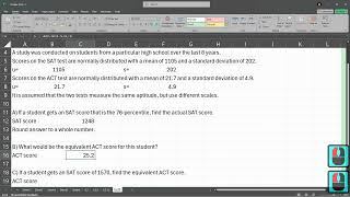 Stats 243  6215  Normal Distribution Score To Probability Back To Score In Excel [upl. by Gilford578]