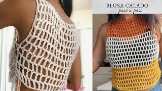 CÓMO TEJER BLUSA A CROCHET teje una blusa a crochet en punto calado  tutorial fácil [upl. by Tirb958]