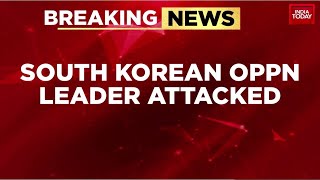 South Koreas Opposition Party Chief Stabbed In Neck During Visit To Busan  India Today News [upl. by Arras]