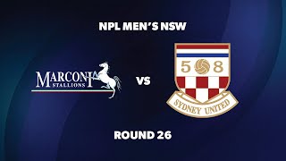 NPL Men’s NSW Round 26 Marconi Stallions FC v Sydney United 58 FC [upl. by Oniram]