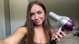 blow drying my hair asmr  wavy and wet to smooth and dry 🦋 [upl. by Arikahc]