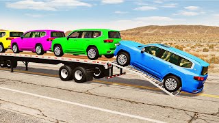 Flatbed Truck Mcqueen  Transportation with Truck  Pothole vs Car 212  BeamNGDrive [upl. by Wayland115]