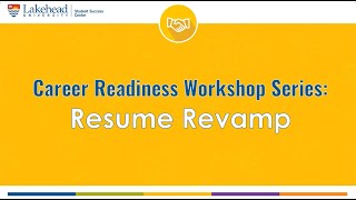 Career Readiness Workshop Resume Revamp [upl. by Haissi922]