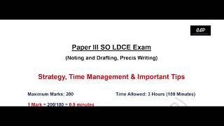 Strategy Time Management amp Important Tips for Noting Drafting Precis Writing Paper SO LDCE Exam [upl. by Osrock]