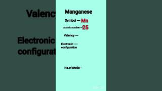 Manganese valency electronic configuration valence electrons shorts chemistry [upl. by Ilonka361]