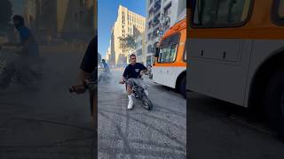 Mini bike burnouts in the middle of Los Angeles 605 mybike bikevalley biketown bikelane bikera [upl. by Connolly]