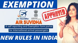 Air Suvidha Registration Online How to Get Exemption Approved  NEW RULES IN INDIA Covid19 Testing [upl. by Odilo393]