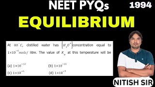 At 80°C distilled water has H3O concentration equal to 1×106mole litre The value of Kw at this [upl. by Earle518]