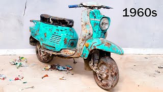 Fast Restoration 1960s Piaggo Vespa Scooter  Little Abandoned Motorcycle  Full Restoration [upl. by Allard426]