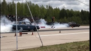 2 x Volvo 240 med 1000hk M104 Turbo på EDPS Emmaboda 2022 [upl. by Nyladnek]