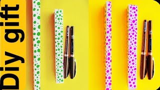 Gift box making with paperPen gift packing ideasDiy pen gift box Easy CraftEasy gift boxgift [upl. by Iago]