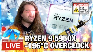 LIVE 196°C AMD Ryzen 9 5950X Overclocking on Liquid Nitrogen [upl. by Inesita]