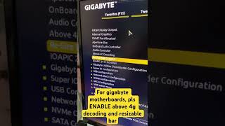 You have to enable above 4g decoding and resizable bar support on your gigabyte motherboard shorts [upl. by Annelak]