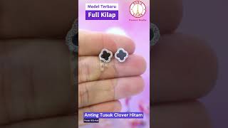 Anting Clover Hitam Perak Asli Silver 925 Lapis Emas Putih jewelry anting [upl. by Valenza140]