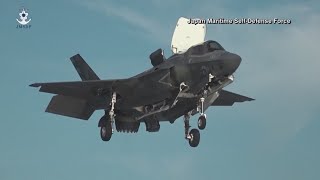 Japan releases footage of stealth jet test run [upl. by Abihsat897]