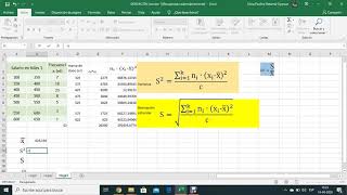 calculo de varianza desviación estándar para datos agrupados y coeficiente de variación EXCEL [upl. by Lesirg]