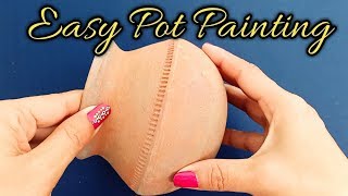 How to paint and decorate a pot DIY pot painting tutorial at home Shaminas DIY [upl. by Dragon]