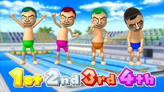 Wii Party U Minigames  MrBean Vs Elena Vs Faustine Vs Clara Master Difficulty [upl. by Analaj]