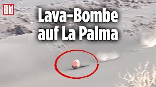 Vulkanausbruch auf La Palma LavaBombe kommt aus dem Krater geschossen [upl. by Xylon]