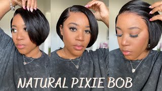 VERY NATURAL PIXIE BOB 👀  GLUELESS INSTALL READY TO WEAR  NO CUTTING NEEDED  MYFIRSTWIG [upl. by Eiliak638]