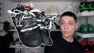 TRIPLE LACES Lanvin chunky suede sneakers Black Review  ON FOOT [upl. by Lleneg]