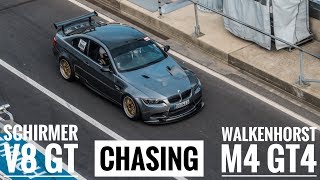 Street legal SCHIRMER E92 M3 chasing Knuffi BMW M4 GT4 racecar  VLN practice [upl. by Siegel]