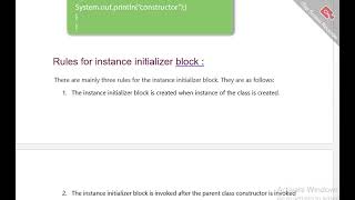 Instance initializer block [upl. by Jaynell834]