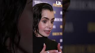 Lily Collins reacts to the idea of an Emily In Paris stage musical or ice show after performance [upl. by Maurie]