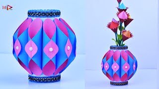 How to Make Paper Flower Pot Easy  Handmade Beautiful Flower Vase at Home  DIY Craft Ideas [upl. by Vena902]