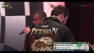 Brandon Weening vs Scott Hallett Australian Darts Open 2023 Match 2 [upl. by Bhatt]